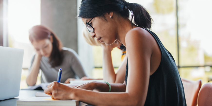 female students studying